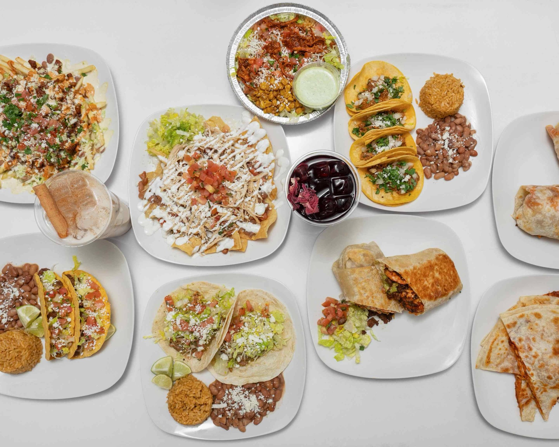 A spread of Quik Burrito plates